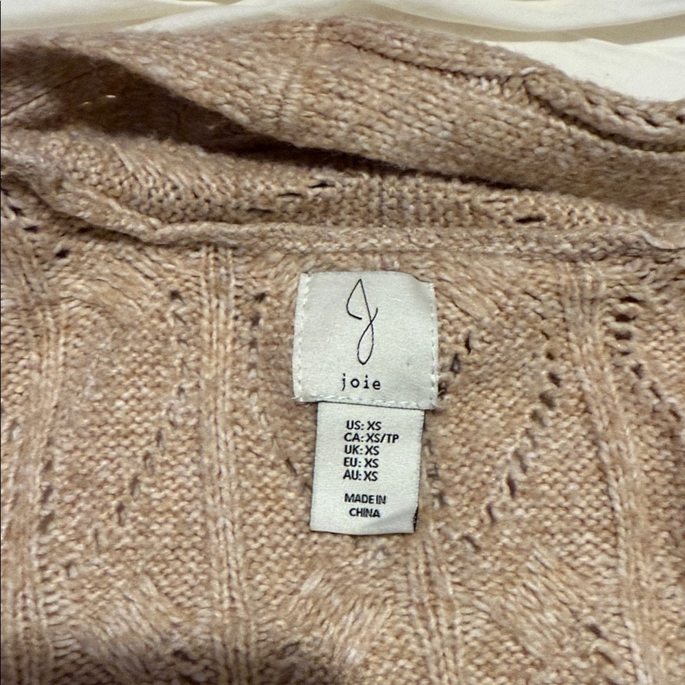 Joie Mottled Dusty Rose Long Duster Cardigan Sweater Open Cable‎ Knit Design XS - Picture 6 of 7